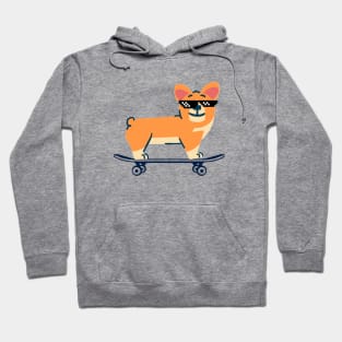 Corgi on a SkateBoard Hoodie